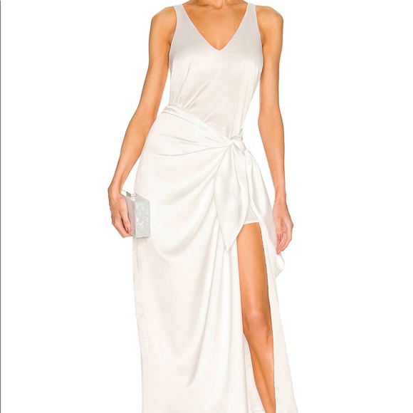 Show Me Your MuMu Dresses & Skirts - Hampton wrap dress in ivory luxury satin